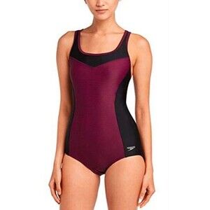 Speedo Womens 1 Piece Swimsuit Keyhole Racerback Moderate Cut XXL Potent Purple